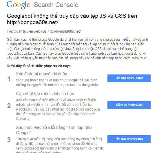 googlebot cannot access css and js files